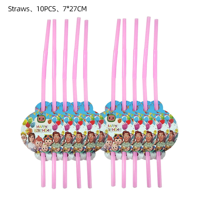 Cartoon Melon Theme Party Tableware – Plates, Napkins & Tablecloth Set - LucyFunParty