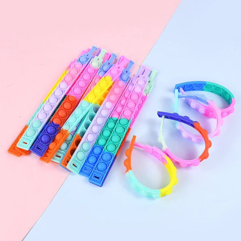 12pcs Pop Bracelet Fidget Toys – Kids' Party Favors & Stress Relief Wristbands - LucyFunParty