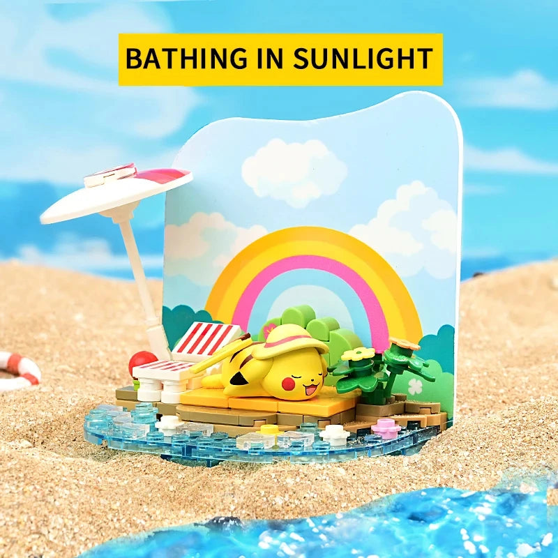 Pokemon Building Blocks – Pikachu & Psyduck Seaside Scene DIY Toy Set - LucyFunParty