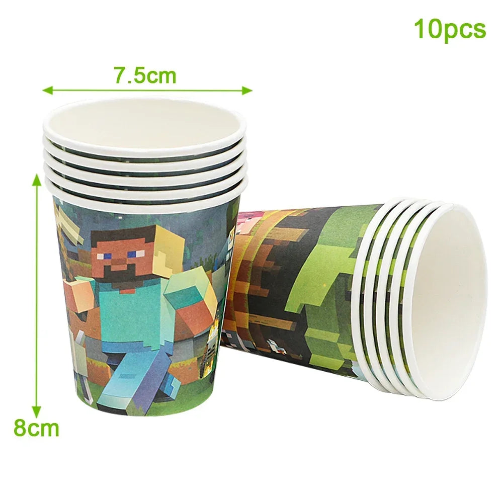 Pixel Game Theme Party Set – Balloons, Tableware & Decorations - LucyFunParty