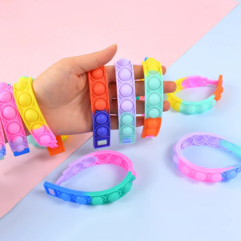 12pcs Pop Bracelet Fidget Toys – Kids' Party Favors & Stress Relief Wristbands - LucyFunParty
