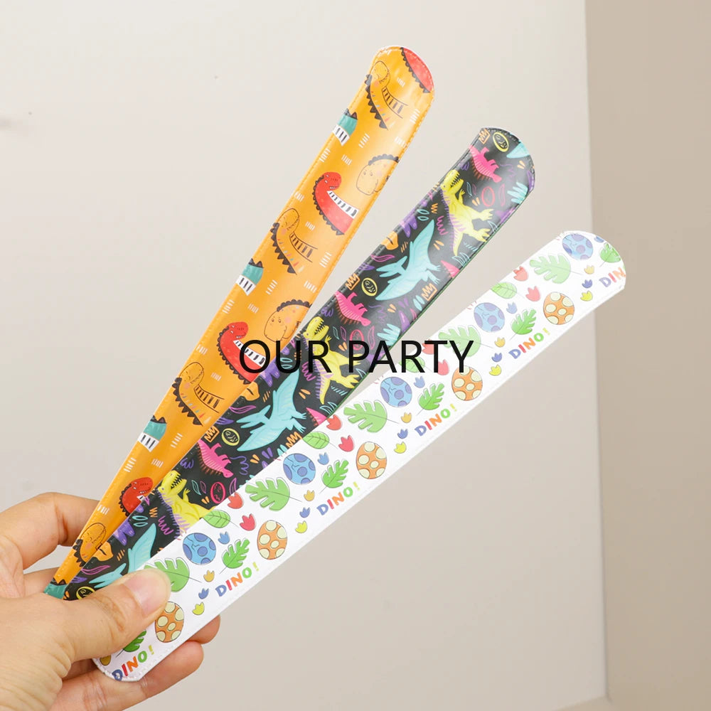 12pcs Jungle Dinosaur Slap Bracelets – Kids' Party Favors & Pinata Fillers - LucyFunParty