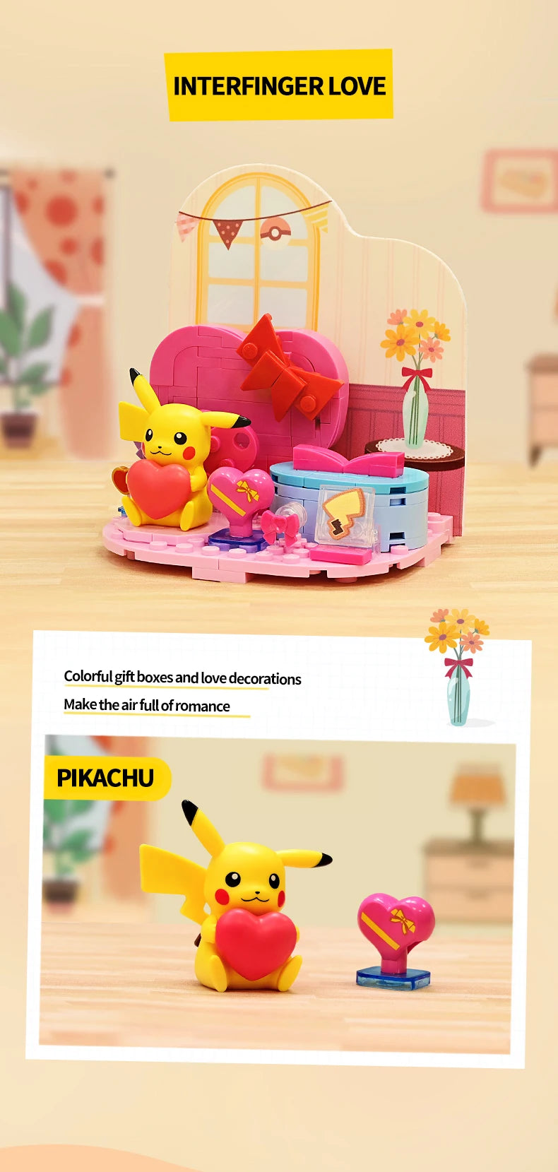 Pokemon Building Blocks – Pikachu & Psyduck Seaside Scene DIY Toy Set - LucyFunParty