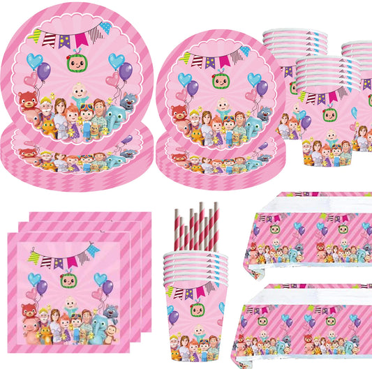 Cartoon Melon Theme Party Tableware – Plates, Napkins & Tablecloth Set - LucyFunParty
