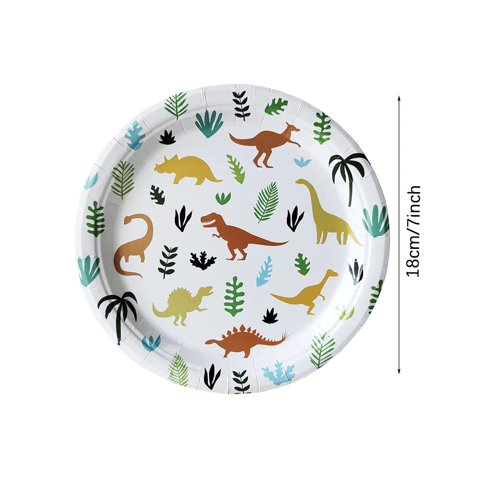 Dinosaur Theme Party Tableware – Disposable Plates, Cups & Tablecloth Set - LucyFunParty