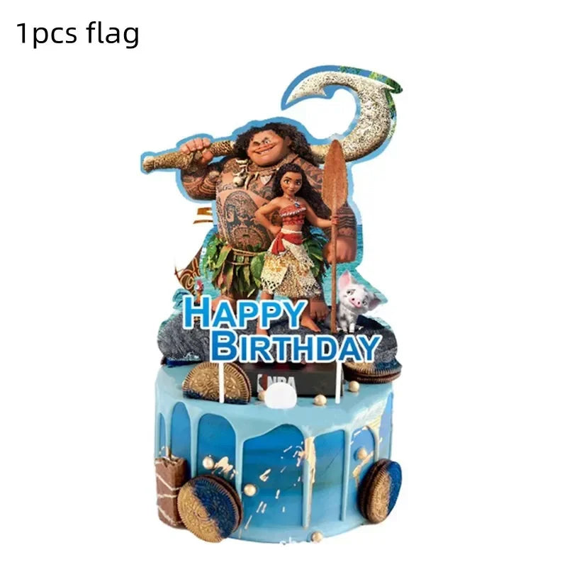 Moana Theme Party Tableware – Disposable Cups, Plates & Flags for Kids - LucyFunParty