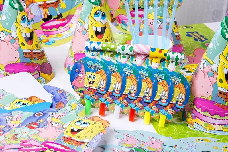 SpongeBob Theme Party Tableware – Disposable Plates, Cups & Napkins Set - LucyFunParty