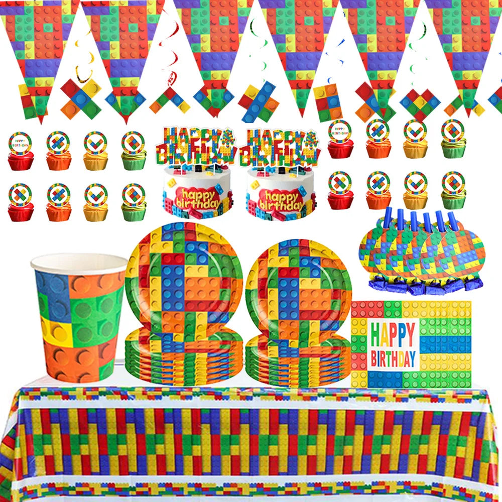 Building Blocks Theme Party Decorations – Fun & Colorful Party Supplies - LucyFunParty