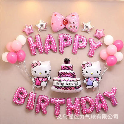 Cute Sanrio Party Balloon Set Decoration Hello Kitty Birthday Decoration Kids Theme Scene Layout Hellokitty Room Decor Girl Gift