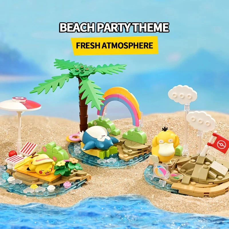 Pokemon Building Blocks – Pikachu & Psyduck Seaside Scene DIY Toy Set - LucyFunParty