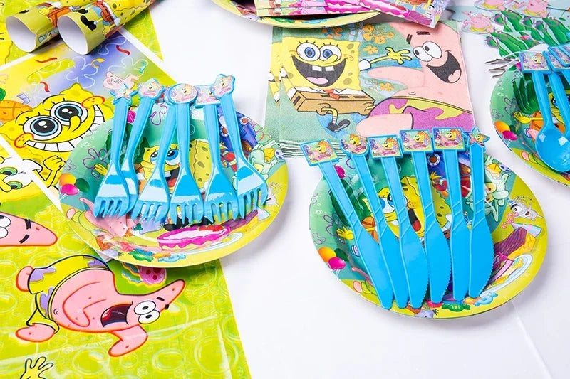 SpongeBob Theme Party Tableware – Disposable Plates, Cups & Napkins Set - LucyFunParty