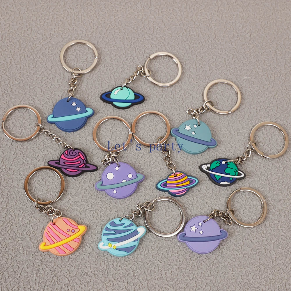 10pcs Outer Space Planet Keychains – Party Favors & Pinata Fillers for Kids - LucyFunParty