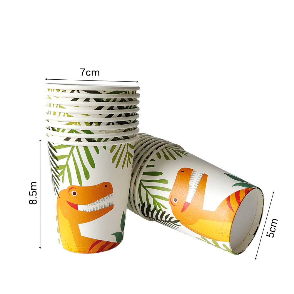 Dinosaur Theme Party Tableware – Disposable Plates, Cups & Tablecloth Set - LucyFunParty