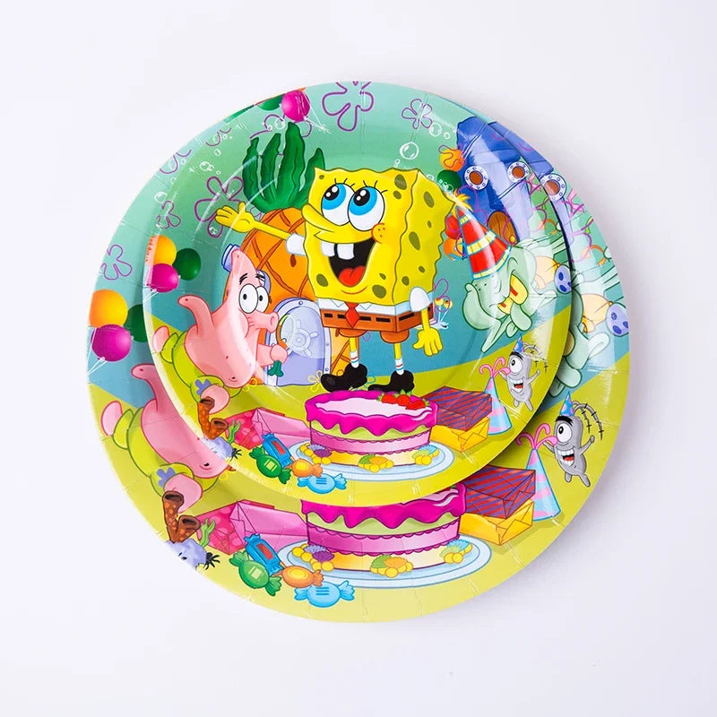 SpongeBob Theme Party Tableware – Disposable Plates, Cups & Napkins Set - LucyFunParty