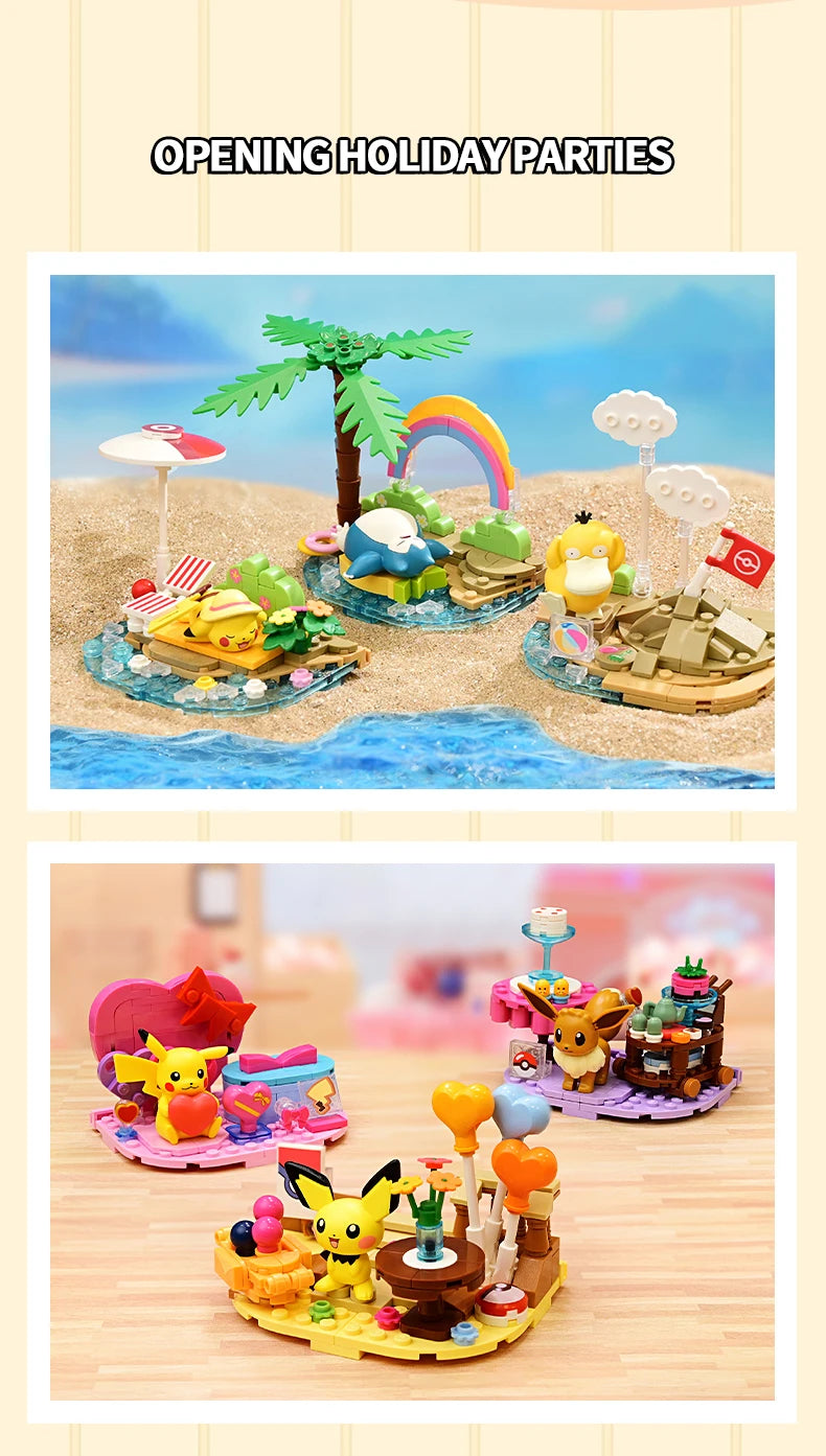 Pokemon Building Blocks – Pikachu & Psyduck Seaside Scene DIY Toy Set - LucyFunParty