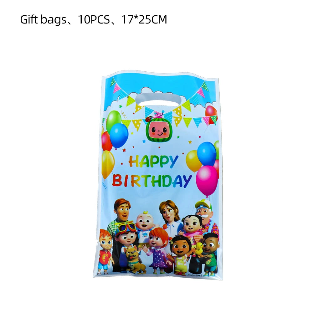 Cartoon Melon Theme Party Tableware – Plates, Napkins & Tablecloth Set - LucyFunParty