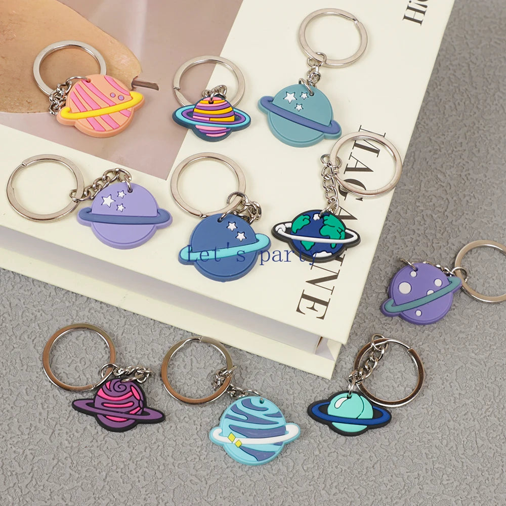 10pcs Outer Space Planet Keychains – Party Favors & Pinata Fillers for Kids - LucyFunParty