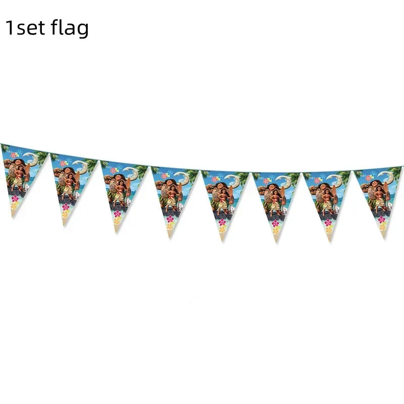 Moana Theme Party Tableware – Disposable Cups, Plates & Flags for Kids - LucyFunParty