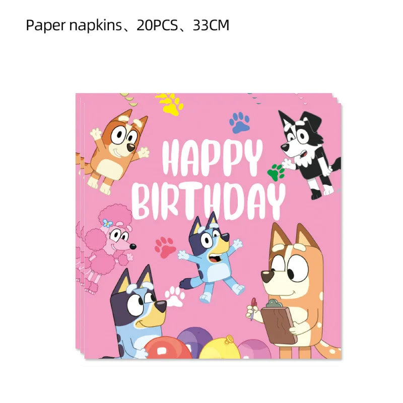 Bluey Theme Party Tableware – Disposable Plates, Cups & Napkins Set - LucyFunParty