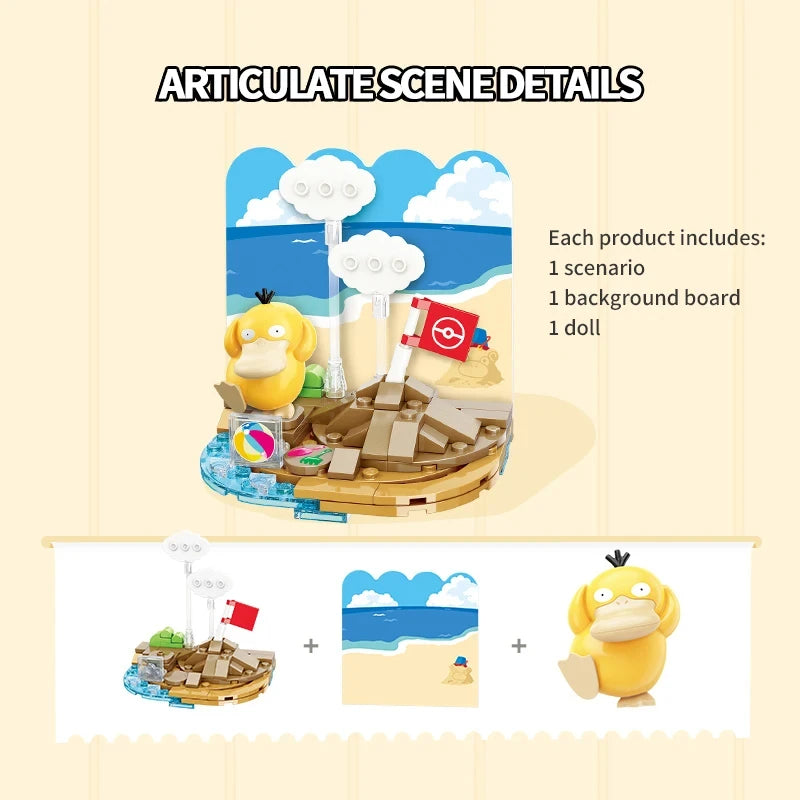 Pokemon Building Blocks – Pikachu & Psyduck Seaside Scene DIY Toy Set - LucyFunParty