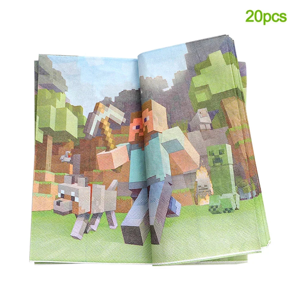 Pixel Game Theme Party Set – Balloons, Tableware & Decorations - LucyFunParty