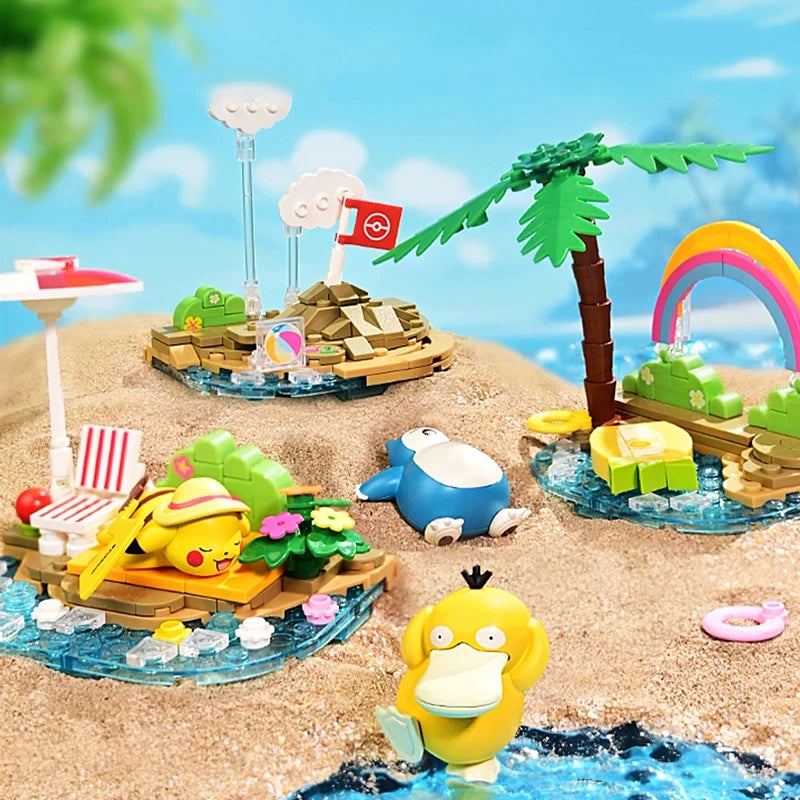 Pokemon Building Blocks – Pikachu & Psyduck Seaside Scene DIY Toy Set - LucyFunParty