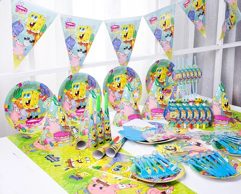 SpongeBob Theme Party Tableware – Disposable Plates, Cups & Napkins Set - LucyFunParty