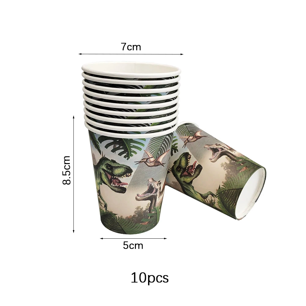 Dinosaur Theme Party Tableware – Disposable Plates, Cups & Tablecloth Set - LucyFunParty