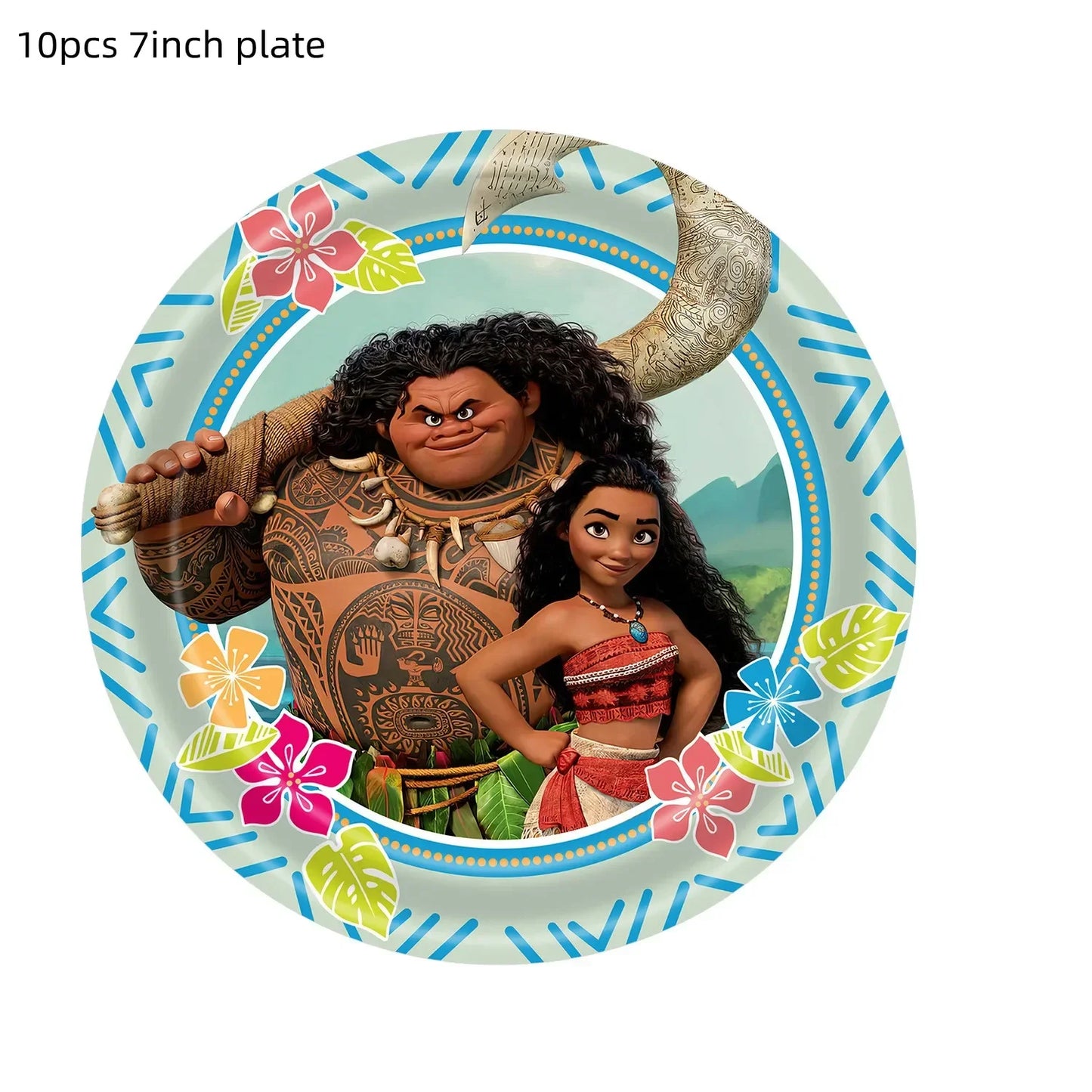 Moana Theme Party Tableware – Disposable Cups, Plates & Flags for Kids - LucyFunParty
