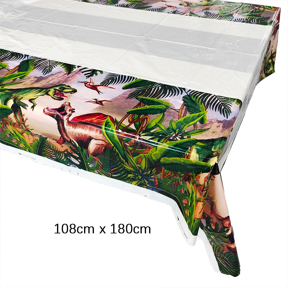 Dinosaur Theme Party Tableware – Disposable Plates, Cups & Tablecloth Set - LucyFunParty