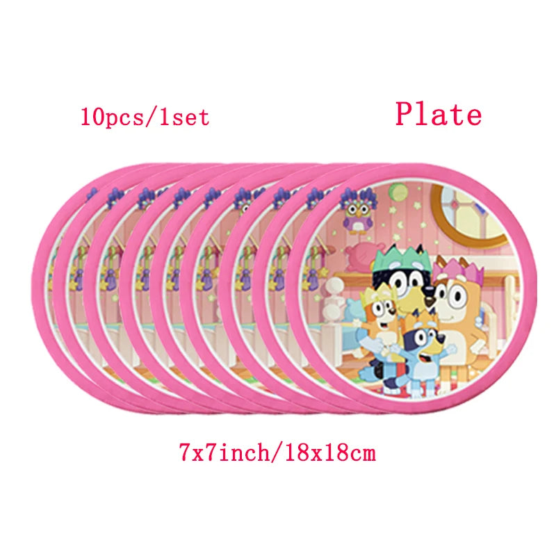 Bluey Theme Party Tableware – Disposable Plates, Cups & Napkins Set - LucyFunParty