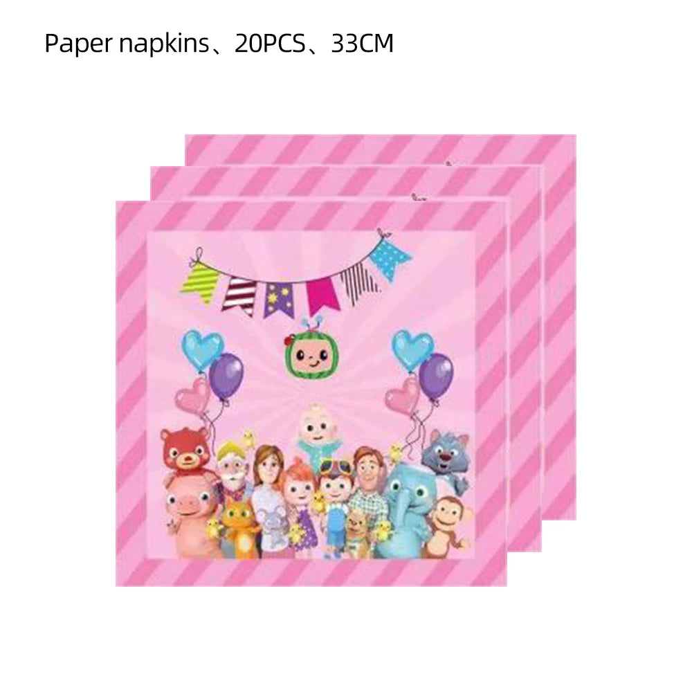 Cartoon Melon Theme Party Tableware – Plates, Napkins & Tablecloth Set - LucyFunParty