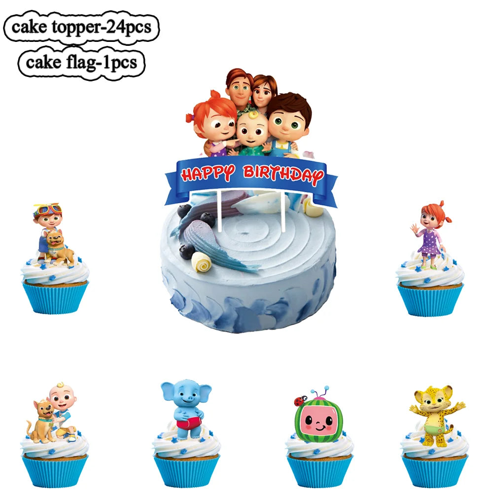 Cartoon Melon Theme Party Tableware – Plates, Napkins & Tablecloth Set - LucyFunParty