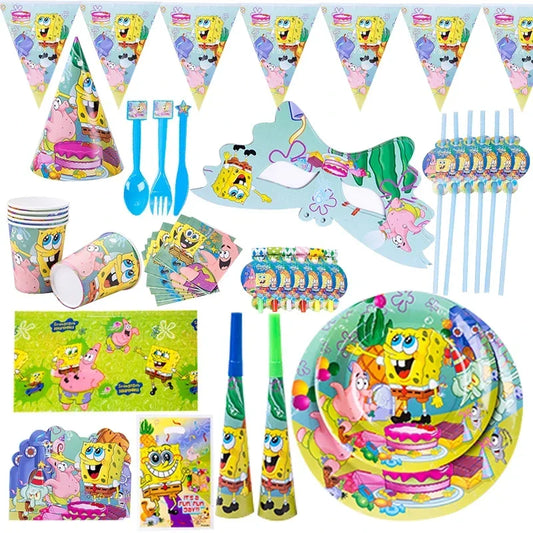 SpongeBob Theme Party Tableware – Disposable Plates, Cups & Napkins Set - LucyFunParty