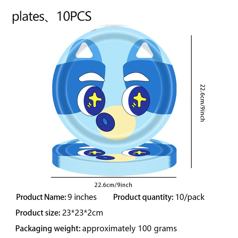 Bluey Theme Party Tableware – Disposable Plates, Cups & Napkins Set - LucyFunParty