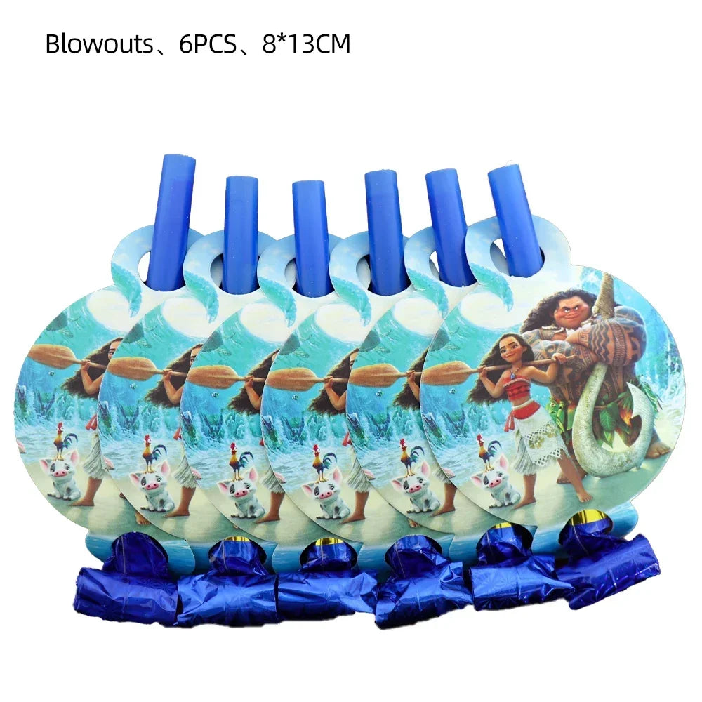 Moana Theme Party Tableware – Disposable Cups, Plates & Flags for Kids - LucyFunParty