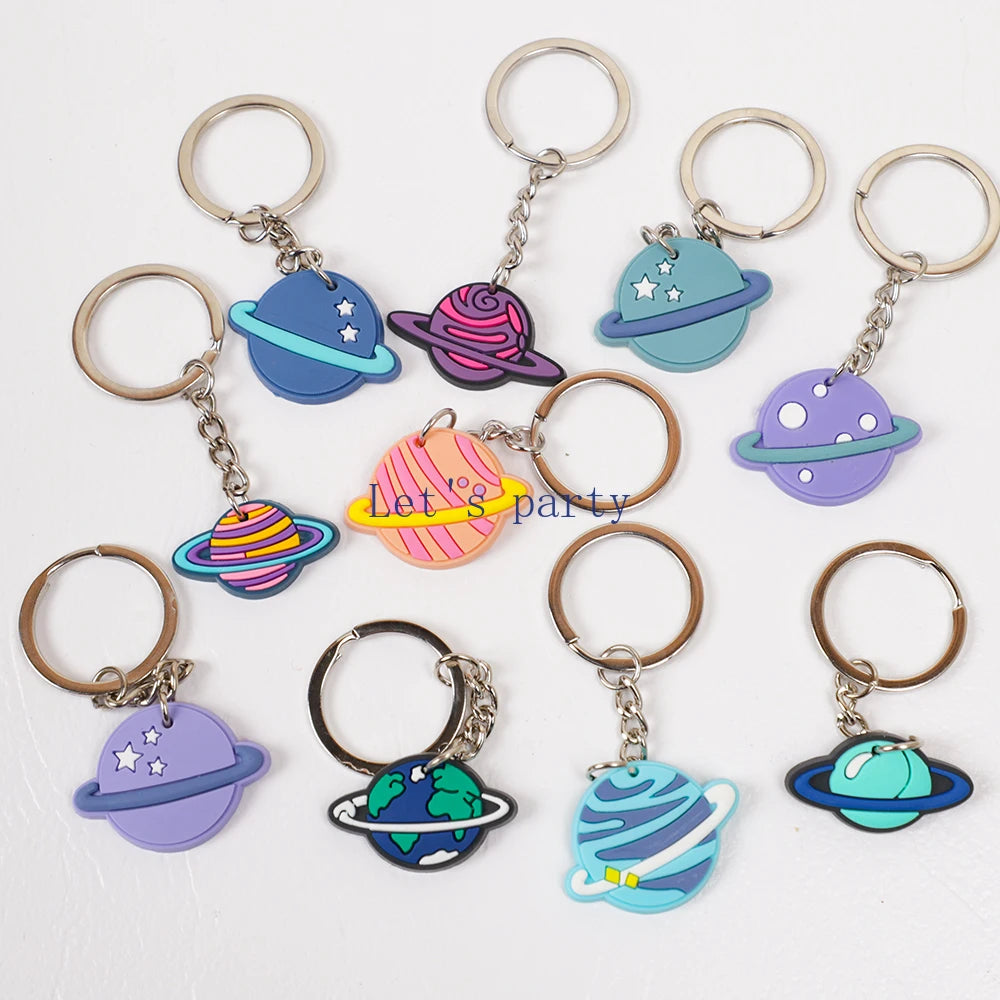 10pcs Outer Space Planet Keychains – Party Favors & Pinata Fillers for Kids - LucyFunParty