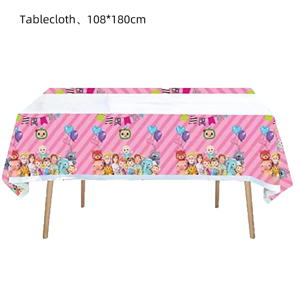 Cartoon Melon Theme Party Tableware – Plates, Napkins & Tablecloth Set - LucyFunParty