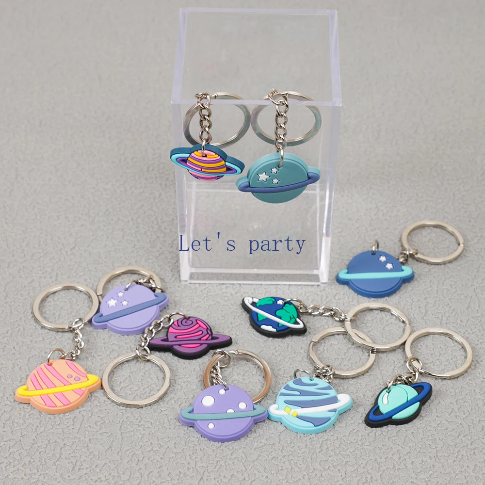 10pcs Outer Space Planet Keychains – Party Favors & Pinata Fillers for Kids - LucyFunParty