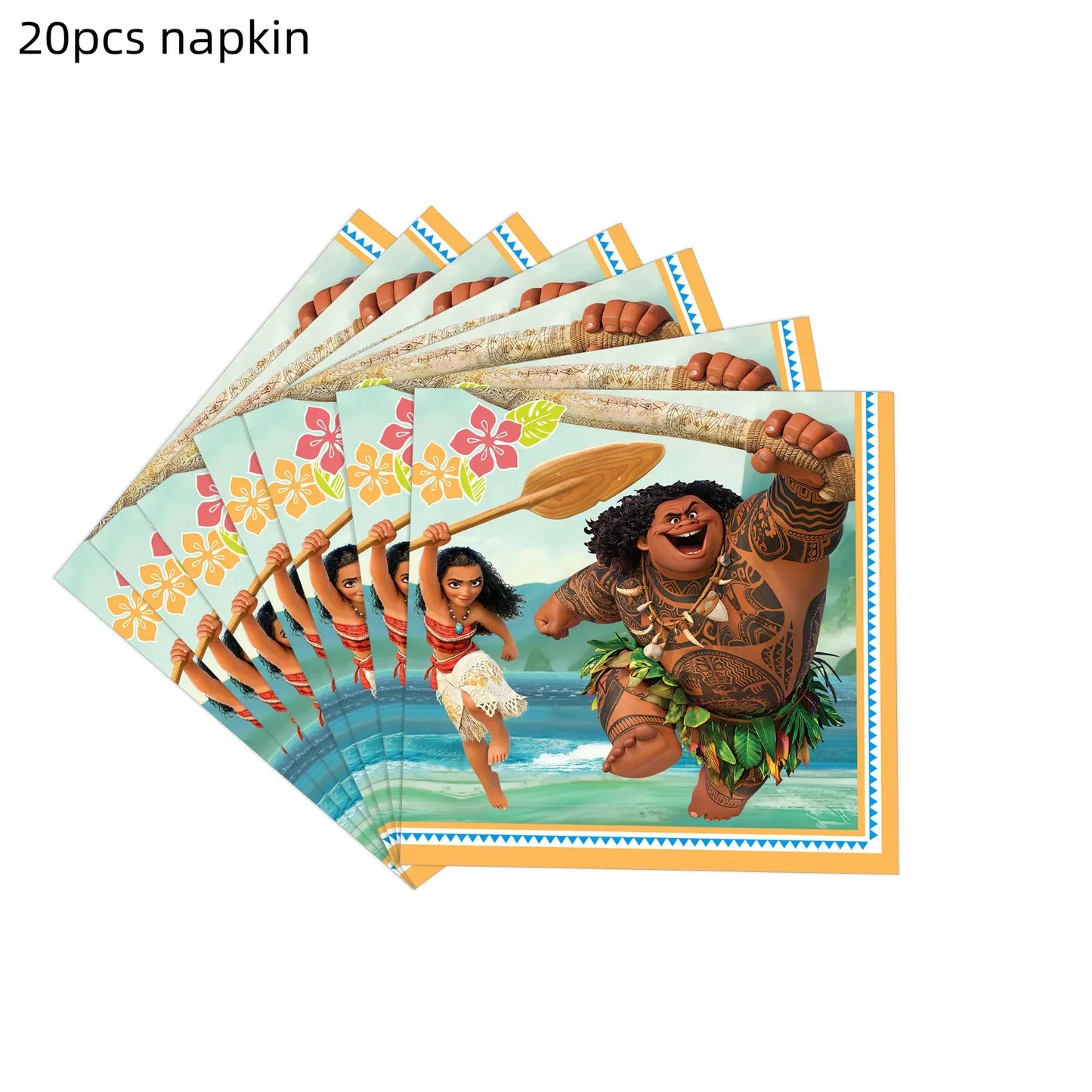 Moana Theme Party Tableware – Disposable Cups, Plates & Flags for Kids - LucyFunParty