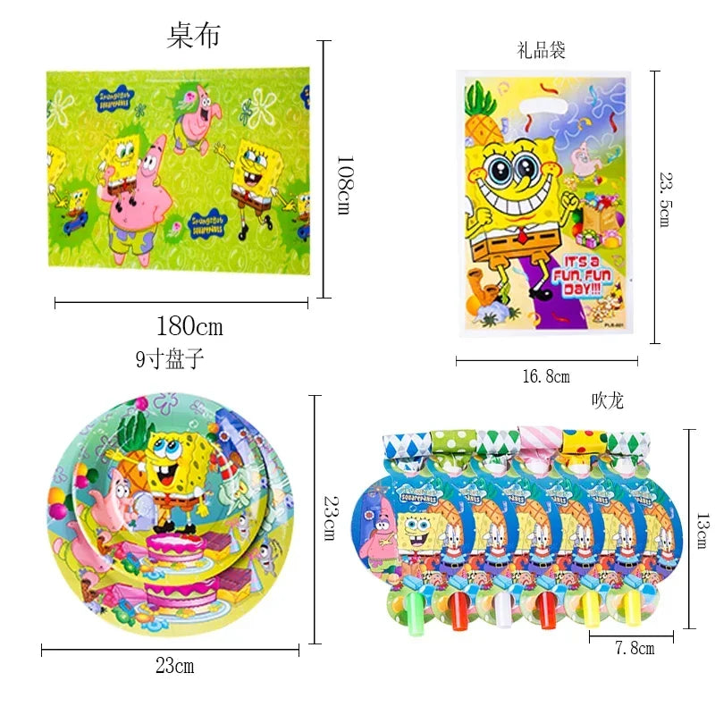 SpongeBob Theme Party Tableware – Disposable Plates, Cups & Napkins Set - LucyFunParty