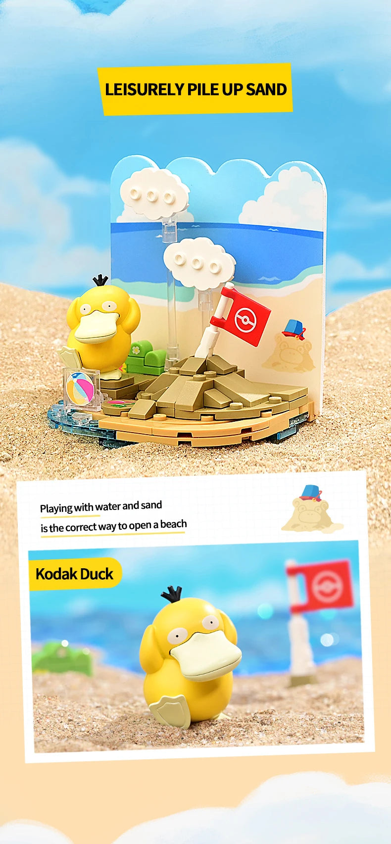 Pokemon Building Blocks – Pikachu & Psyduck Seaside Scene DIY Toy Set - LucyFunParty