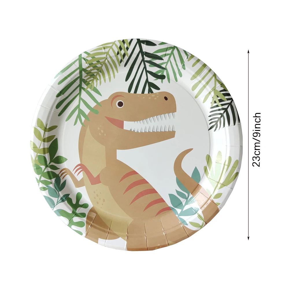 Dinosaur Theme Party Tableware – Disposable Plates, Cups & Tablecloth Set - LucyFunParty