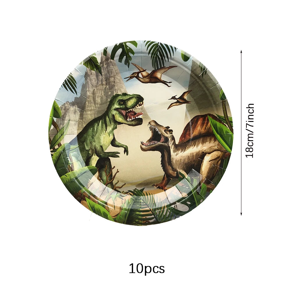 Dinosaur Theme Party Tableware – Disposable Plates, Cups & Tablecloth Set - LucyFunParty