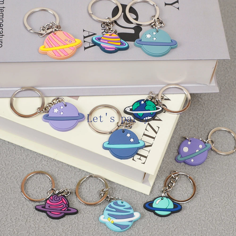 10pcs Outer Space Planet Keychains – Party Favors & Pinata Fillers for Kids - LucyFunParty