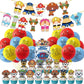 Paw Patrol Theme Birthday Cake Card Set Baking Decoration Boy Girl Birthday Flag Pulling Latex Balloon Decoration Party Supplies