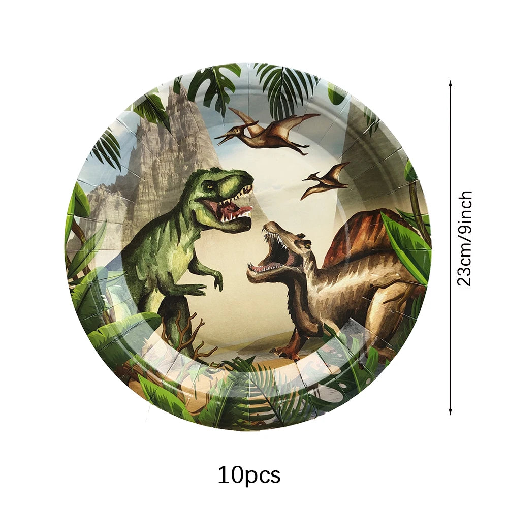 Dinosaur Theme Party Tableware – Disposable Plates, Cups & Tablecloth Set - LucyFunParty