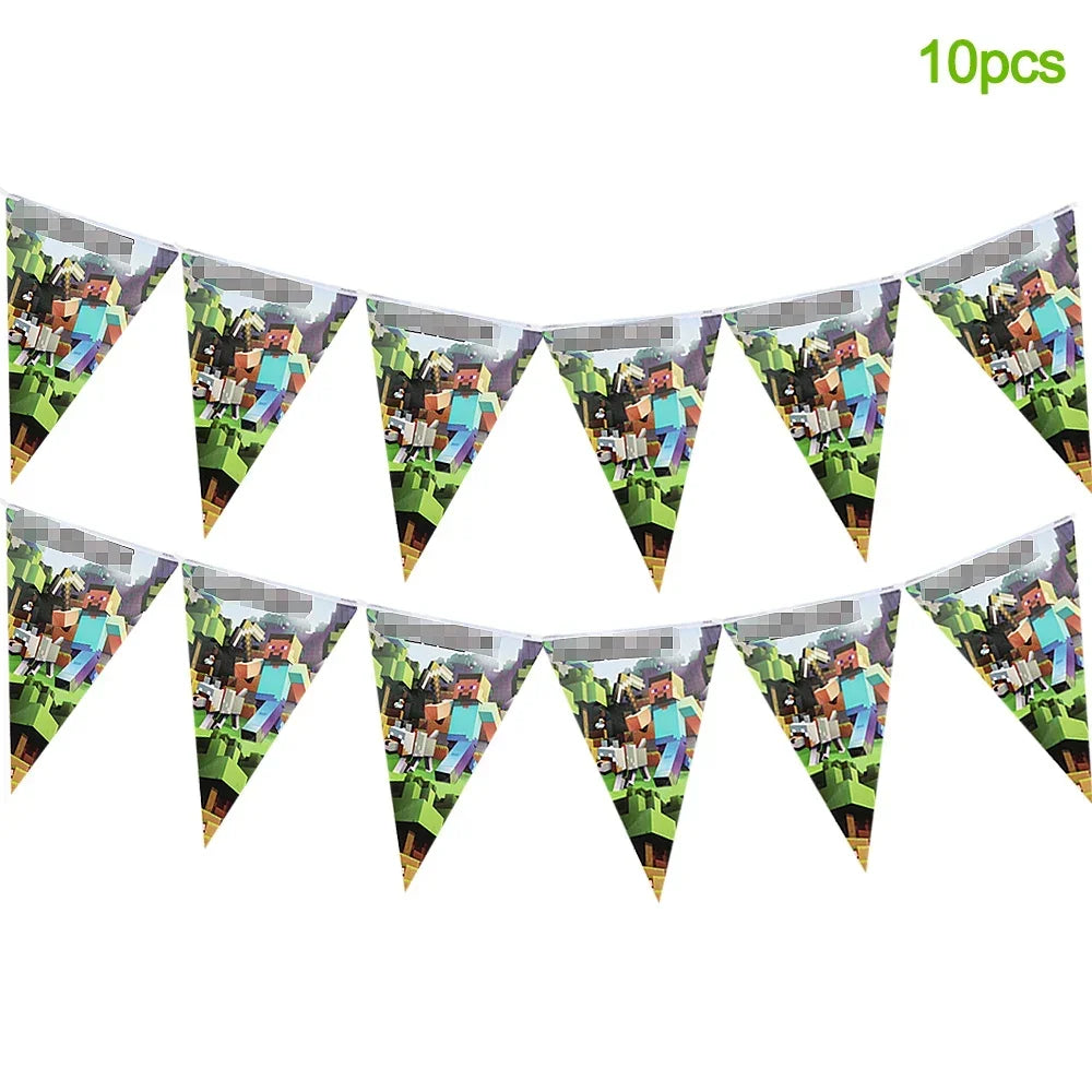 Pixel Game Theme Party Set – Balloons, Tableware & Decorations - LucyFunParty