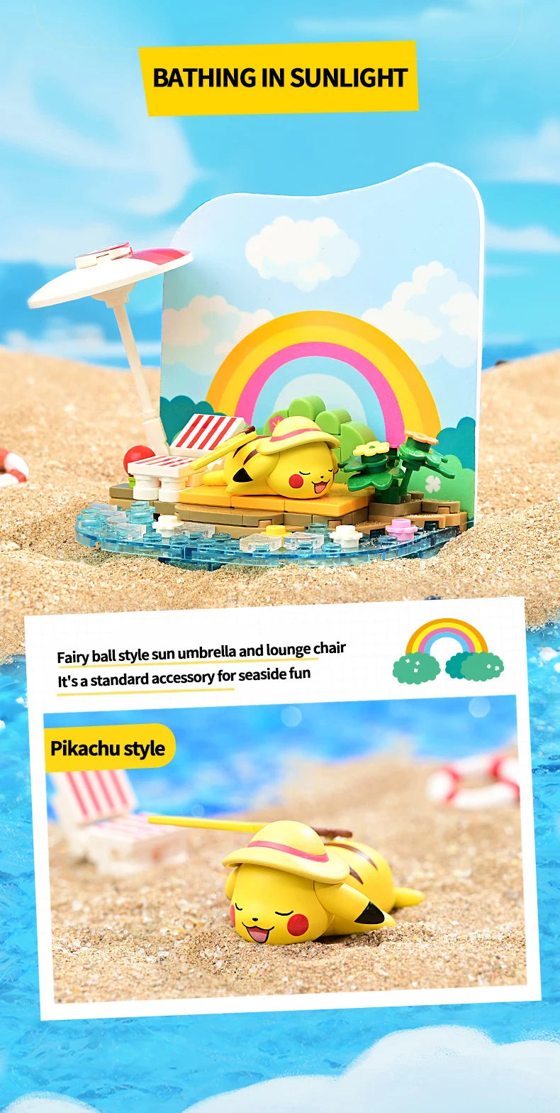 Pokemon Building Blocks – Pikachu & Psyduck Seaside Scene DIY Toy Set - LucyFunParty
