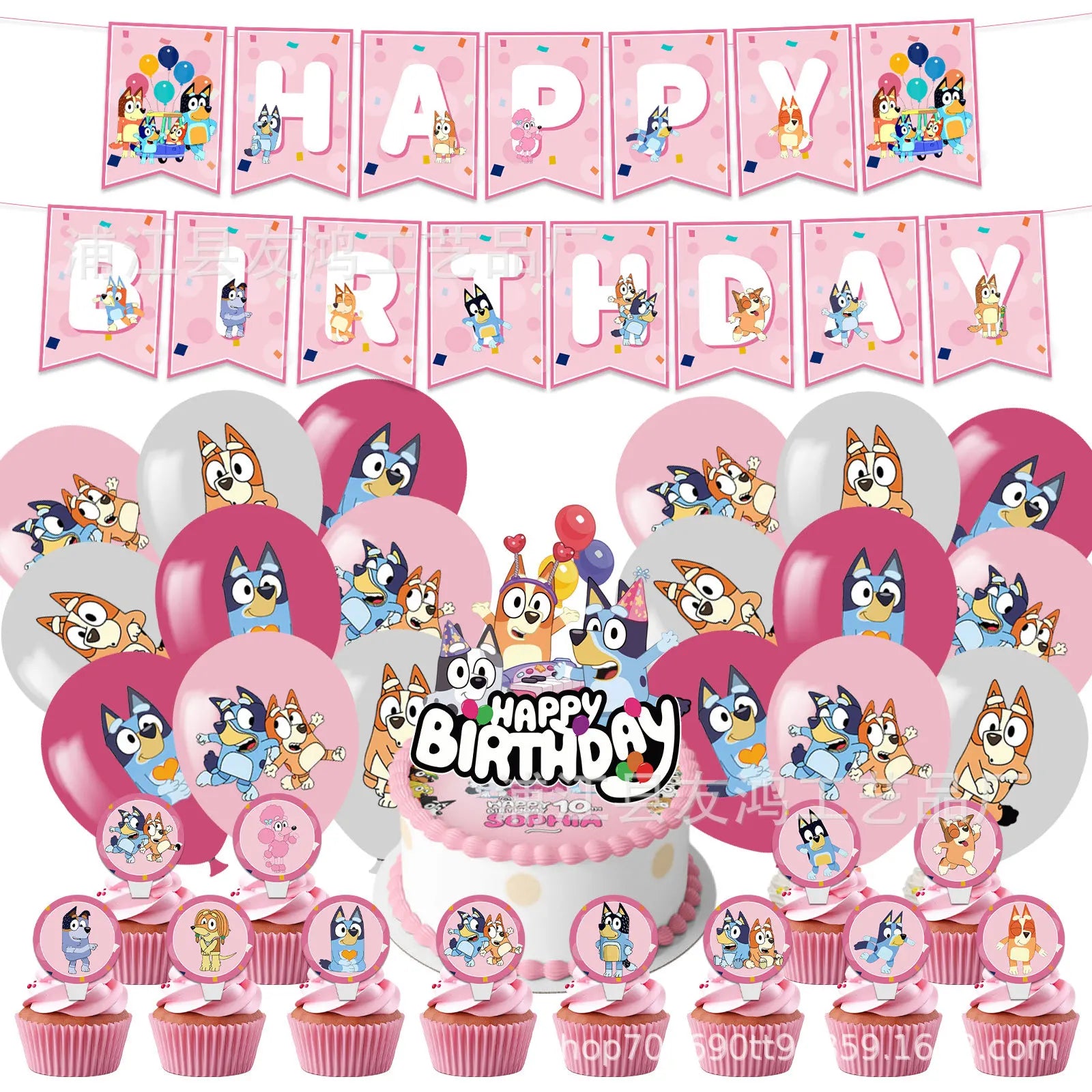 Bluey Theme Party Set – Balloons, Disposable Tableware, Cups & Plates - LucyFunParty